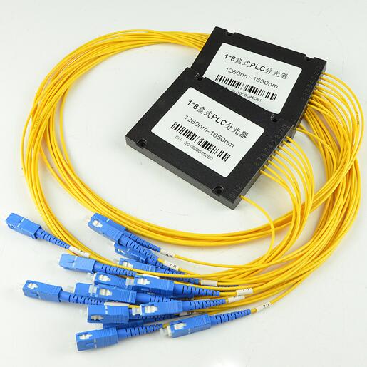 Free Shipping ABS Box Fiber Optical PLC Splitter 1x8 SC UPC Connector 2 0mm 1m